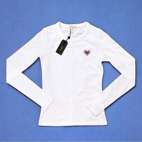 Rag & Bone Embroidered Heart Long Sleeve Tee - Picture 5 of 16